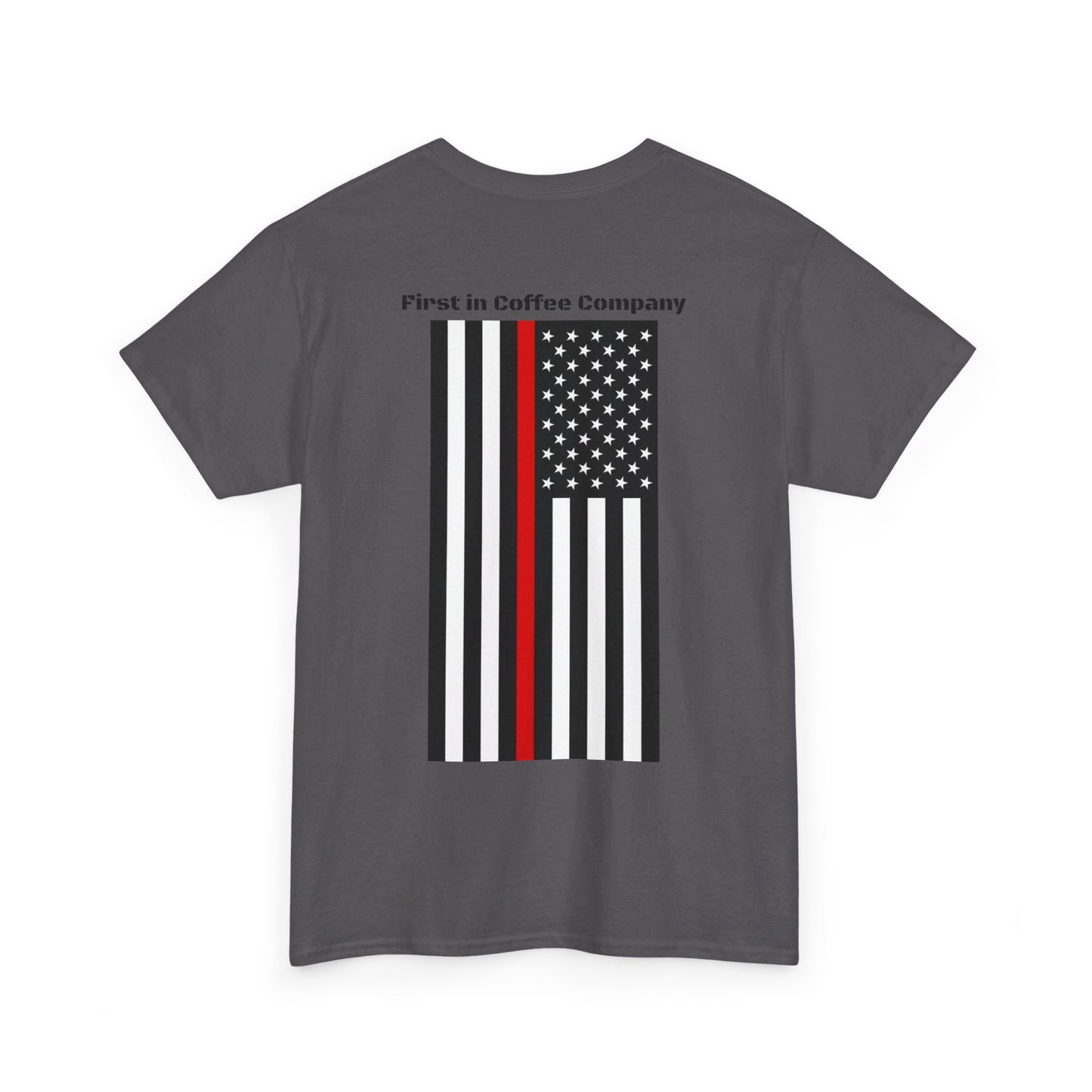 First in Coffee Thin Red Line Tee